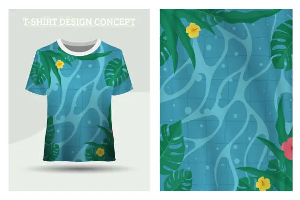 Vector illustration of travel clothes design concept with sea water motif
