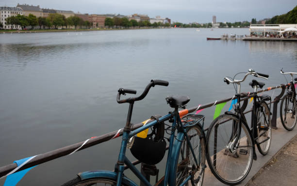 istock Bicycles parked beside the lake 1423625955