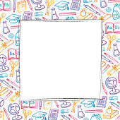 istock School Supply Background with line art icons. 1423626321