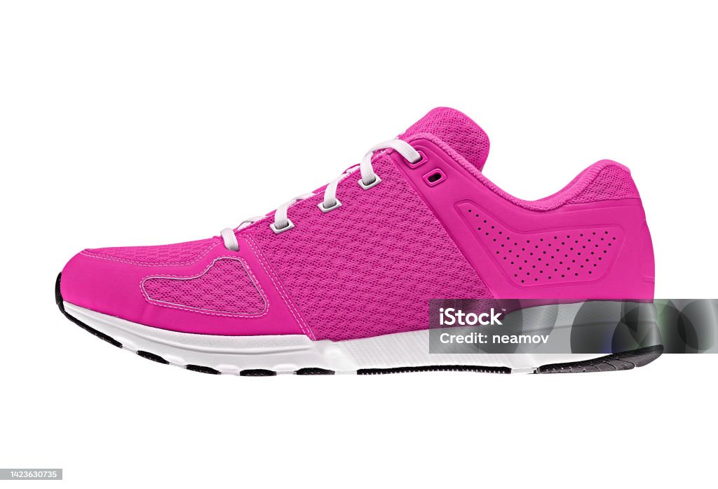 pink womens sport shoes pink womens sport shoes isolated on white background Active Lifestyle Stock Photo
