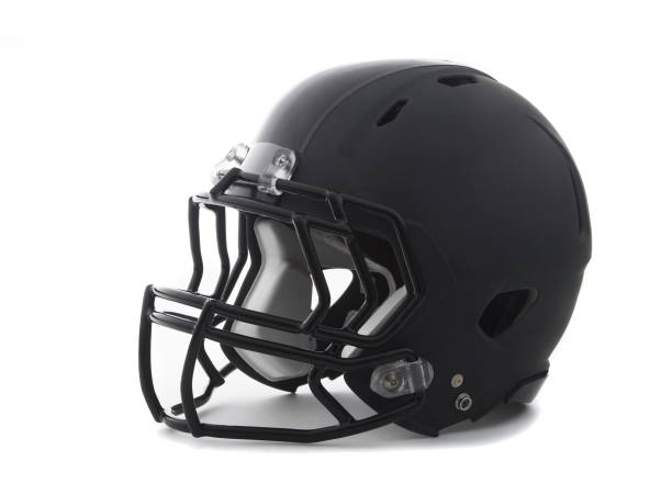 istock Black Football Helmet on white 1423631052