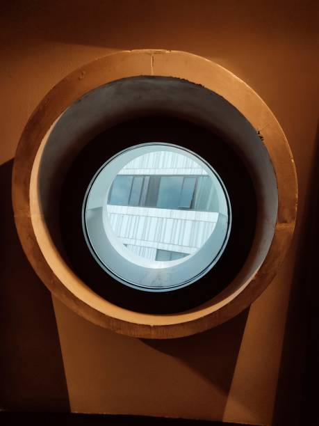 istock Modern round glass window at building in Ankara turkey 1423633072