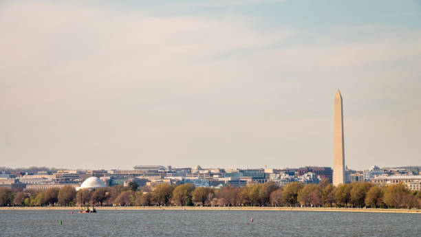Potomac River view of two landmarks in Washington, DC