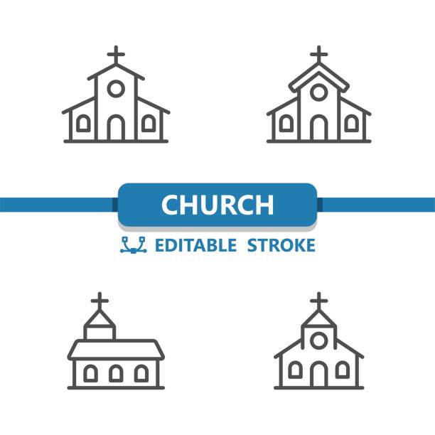 Church Icons. Monastery, Chapel, Building, Religion Icon Church Icons. Monastery, Chapel, Building, Religion Icon. Professional, 32x32 pixel perfect vector icon. Editable Stroke Abbey stock illustrations