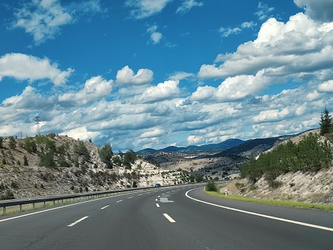 Empty Highway freeway road with cloudy sky between Ankara to Istanbul turkey