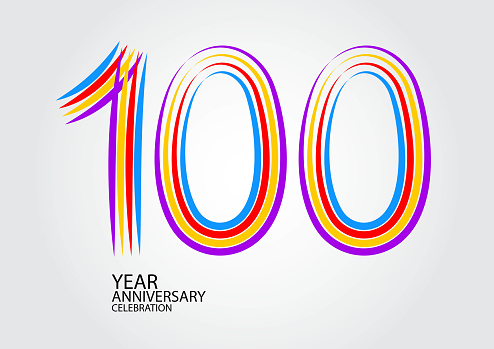 100 years anniversary celebration logotype colorful line vector, 100th birthday logo, 100 number design, Banner template, logo number elements for invitation card, poster, t-shirt.