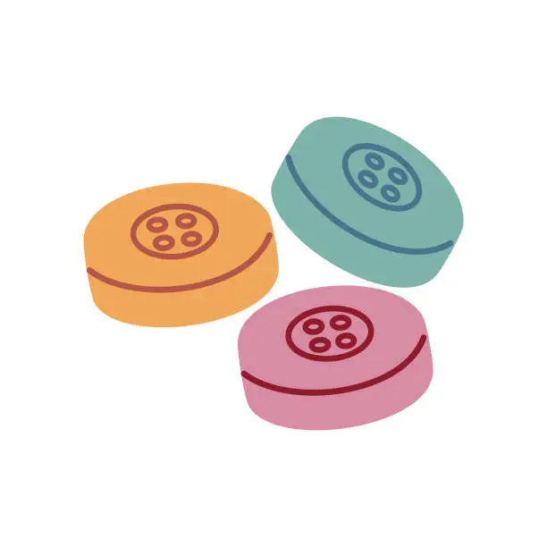Vector illustration of Three colored sewing buttons.