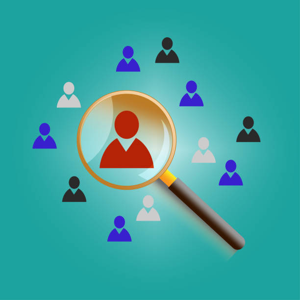 istock Magnifier glass focus to manager icon which is among staff icons for human development recruitment. 1423648585