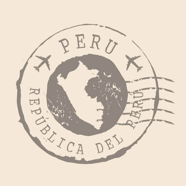 illustrations, cliparts, dessins animés et icônes de timbre postal du pérou. carte silhouette caoutchouc seal.  voyage rétro de conception. sceau de map peru grunge pour votre design.  eps10 - passport stamp passport rubber stamp travel