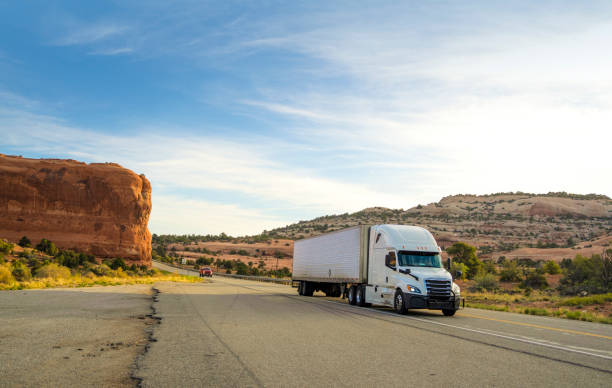 16 wheeler semi transporting merchandising in Utah, USA