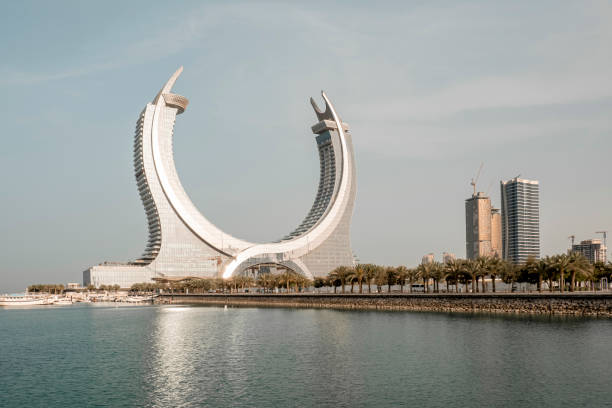 Cityscape of Qatar: The beautiful new developing city Luseil with many skyscrapers