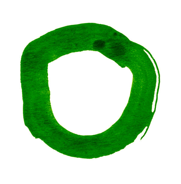 istock Green watercolor circle painted by hand with a brush. 1423658435