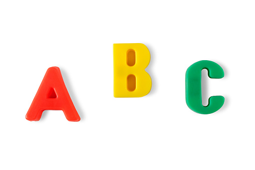 English language colorful alphabet, paper cut out ABC letters.