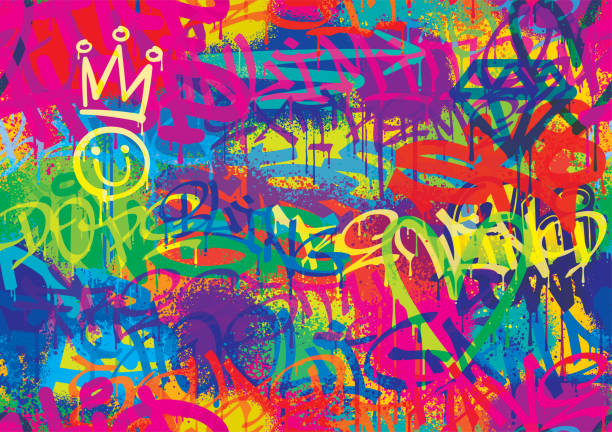 graffiti street art splatter nahtloses muster hintergrund - straßenmaler stock-grafiken, -clipart, -cartoons und -symbole