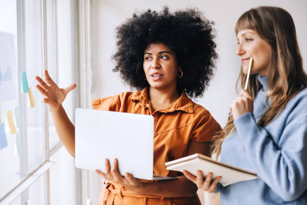 istock Female entrepreneurs brainstorming in an office 1423659604
