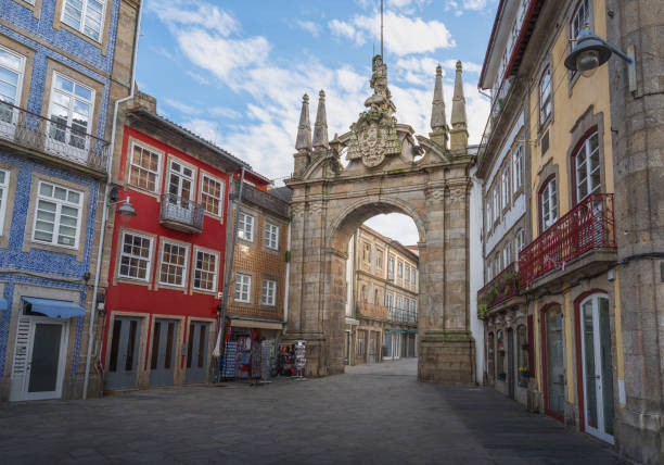 Arch of the New Gate (Arco da Porta Nova) - Braga, Portugal stock photo