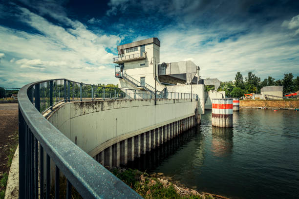 river barrier gate at harbor in Karlsruhe
