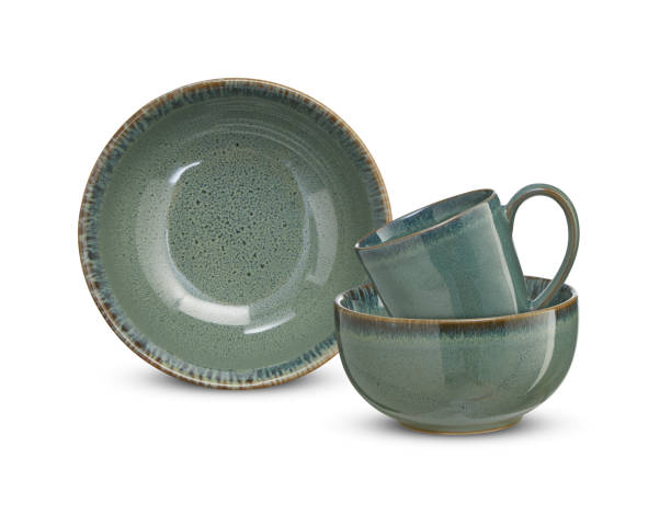 istock Cups, plates, mugs, ceramics isolated on white background with clipping path 1423675098