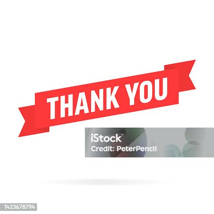 istock Thank You - Ribbon, Banner, Label Template. Vector Stock Illustration with Text 1423678794