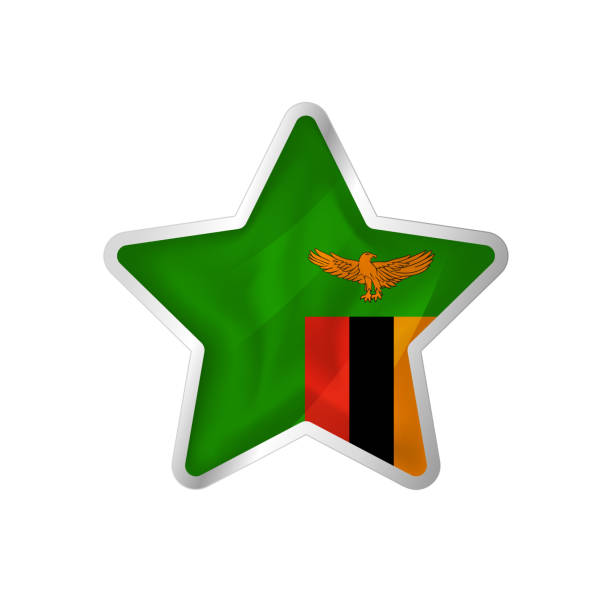 Zambia flag in star. Button star and flag template. Easy editing and vector in groups. National flag vector illustration on white background. zambia flag stock illustrations