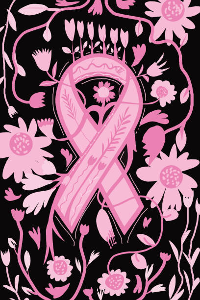 ilustraciones, imágenes clip art, dibujos animados e iconos de stock de mes de concientización sobre el cáncer de mama - cinta contra el cáncer de mama ilustraciones