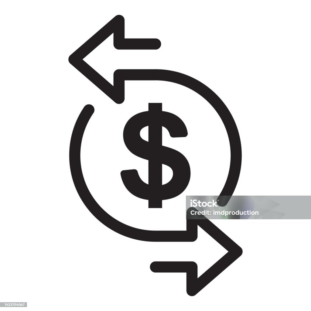 ไอคอนเส้นการแปลงสกุลเงิน ภาพประกอบเวกเตอร์เค้าร่างการแปลงดอลลาร์  ภาพประกอบสต็อก - ดาวน์โหลดรูปภาพตอนนี้ - Istock