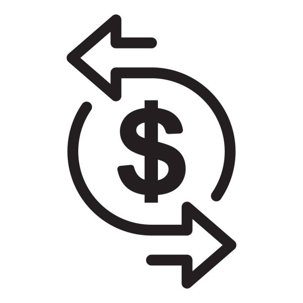Currency conversion line icon. Dollar conversion outline vector illustration Currency conversion line icon. Dollar conversion outline vector illustration exchanging stock illustrations