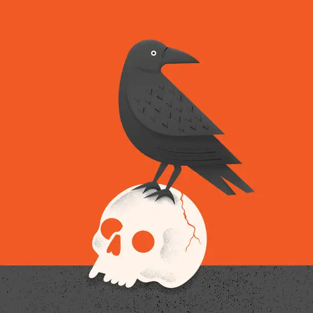Vector illustration of Vintage Crow Skull