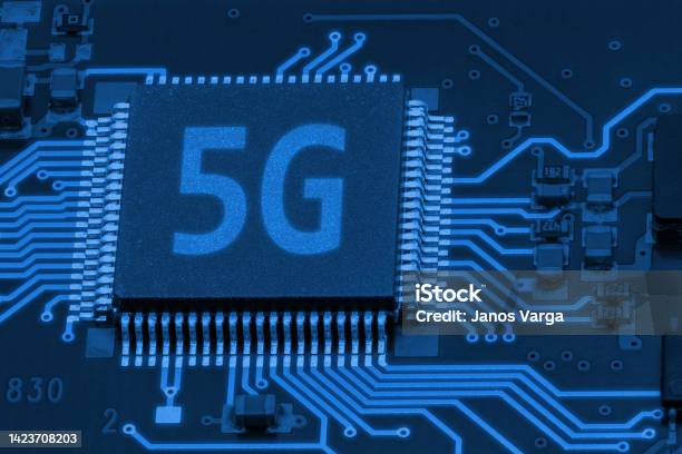 Closeup Picture Of A Pcb With 5g Text Stock Photo - Download Image Now - 5G, Accuracy, Artificial Intelligence
