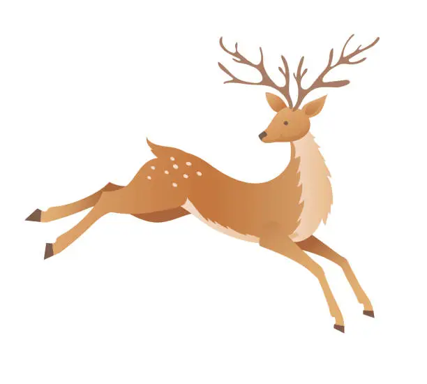 Vector illustration of Cute Jumping Reindeer on Transparent Background