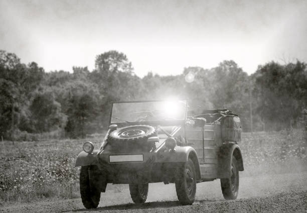 istock World War 2 vehicle in stained black and white 1423721716