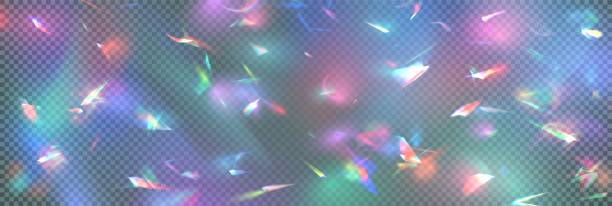 ilustraciones, imágenes clip art, dibujos animados e iconos de stock de efecto arco iris superpuesto, refracción de luz de cristal de prisma. reflejo realista del diamante, efecto óptico de luz del arco iris colección colorida, rayos de brillo de espectro brillante. destello de lente, vidrio, joyería o gema de reflejo borr - crystal bright diamond gem