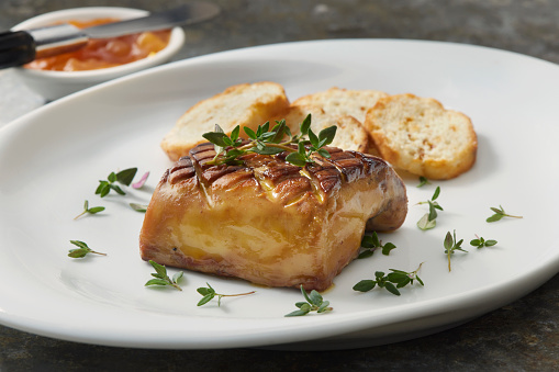 Seared Foie Gras with Apricot Preserves and Toasted Crostini's