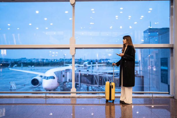 istock Young woman in the airpot 1423740801