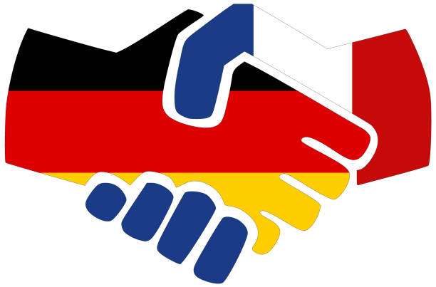 Germany - France handshake vector art illustration