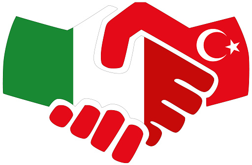Italy - Turkey : Handshake, symbol of agreement or friendship