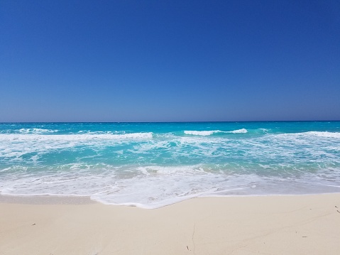 Photo taken of the water by the shoreline in the city of Marsa Matrouh in Egypt.