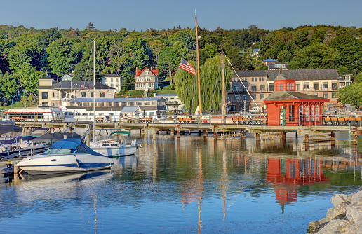 Kilcreggan pier old victorian structure in Argyll and Bute on the River Clyde during the summer uk