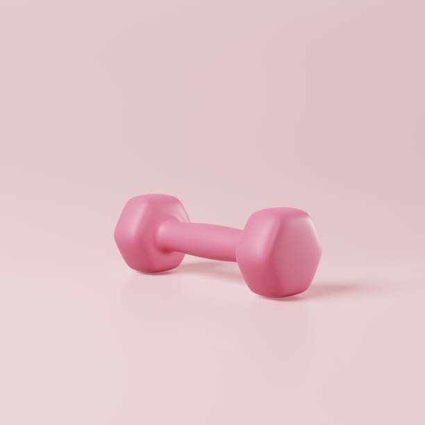 istock Minimal pink dumbbell on pink background. Weight training activity, bodybuilding exercise, daily gym and fitness, dieting for health, sport heavy for muscular building equipment concept. 3d rendering 1423761770