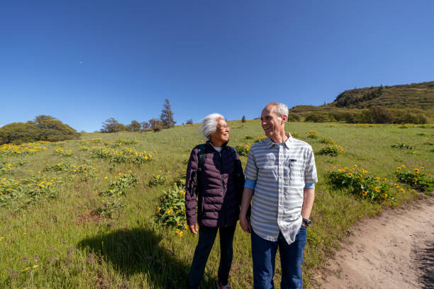 istock Fit and active mixed race retiree couple hiking together 1423766609