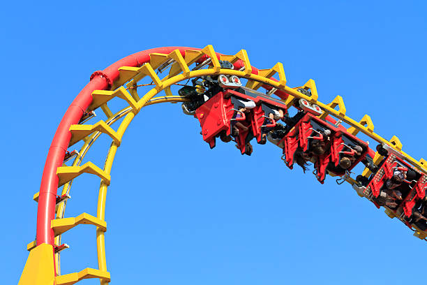 Rollercoaster Ride Rollercoaster Ride (against blue sky) upside down stock pictures, royalty-free photos & images