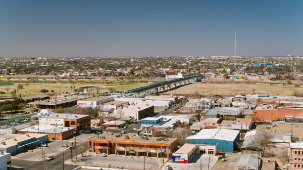 istock Drone Shot of Eagle Pass, Texas Looking Towards Mexico Border 1423774576