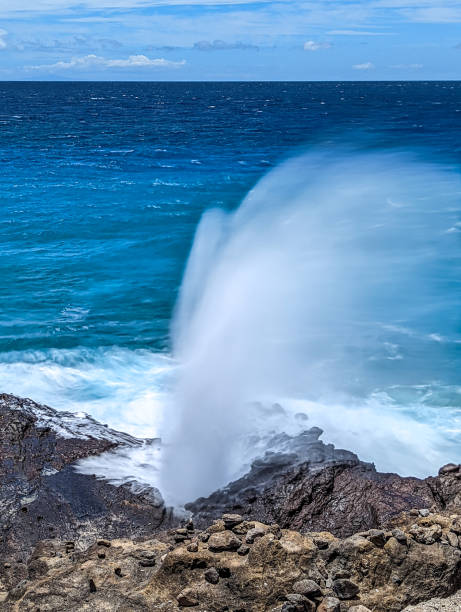 istock Water gushing through the Halona blowhole 1423782211
