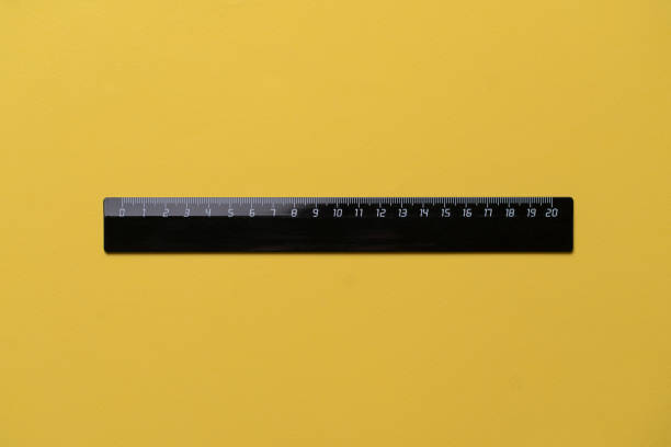 twenty centimeters black ruler isolated on pastel background