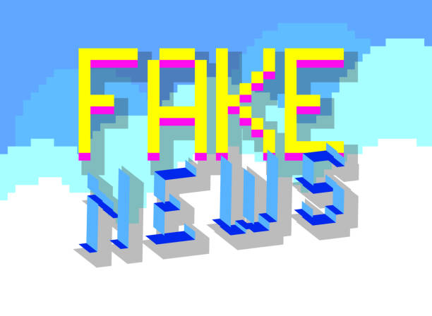 istock Fake News. Pixelated word with geometric graphic background. Vector cartoon illustration. 1423805291