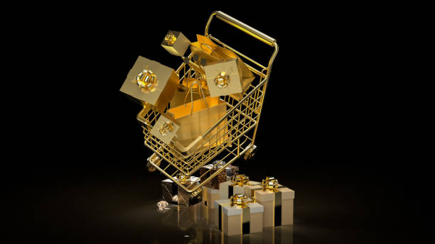 istock The gold shopping cart for Black Friday concept 3d rendering 1423810371