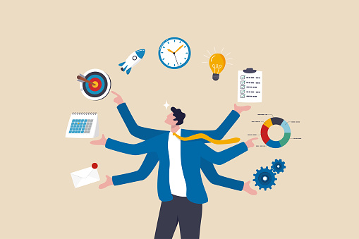 istock Project management, strategic plan to manage resources for development, working process and schedule, task completion concept, smart businessman project manager manage multiple project dashboards.nt 1423812541