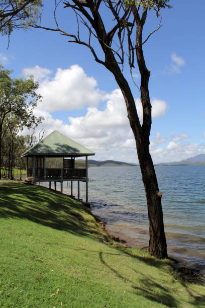 istock Tree and hut at Lake Awoonga near Gladstone, Queensland, Australia 1423813221