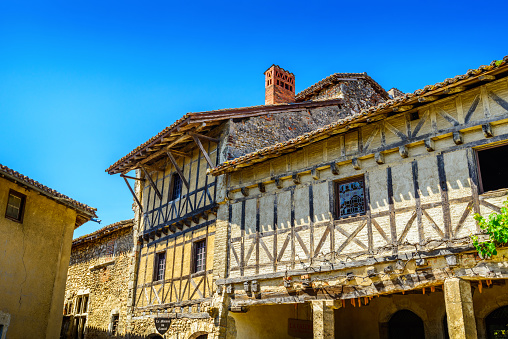 Ancient architecture at Perouges village in France during a sunny day