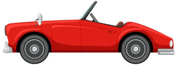 Vector illustration of Classic red car in cartoon style